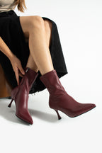 Streç Cilt Bot 7cm - Sivri Burun Yandan Fermuarlı