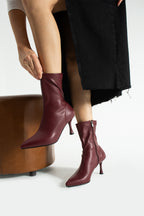 Streç Cilt Bot 7cm - Sivri Burun Yandan Fermuarlı