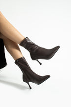 Streç Cilt Bot 7cm - Sivri Burun Yandan Fermuarlı