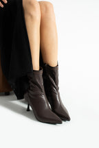 Streç Cilt Bot 7cm - Sivri Burun Yandan Fermuarlı