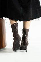 Streç Cilt Bot 7cm - Sivri Burun Yandan Fermuarlı